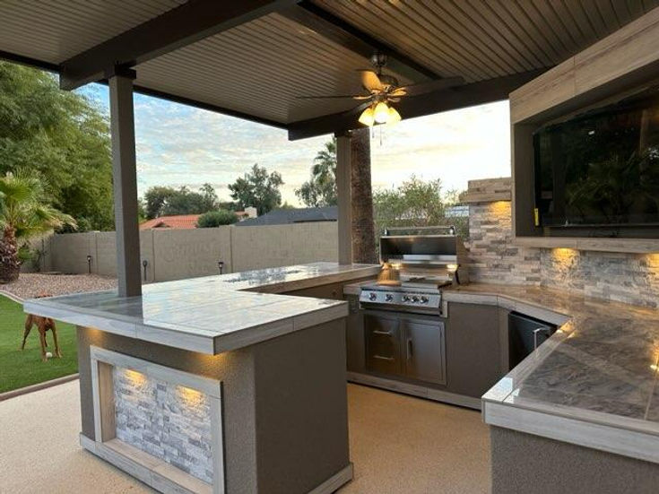 KoKoMo Best Outdoor Kitchen Bermuda BBQ Island with TV