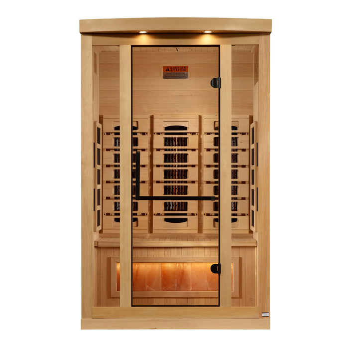 Golden Designs Infrared Indoor Sauna Near Zero EMF 2025 Reserve Edition GDI-8020-03 Full Spectrum with Himalayan Salt Bar