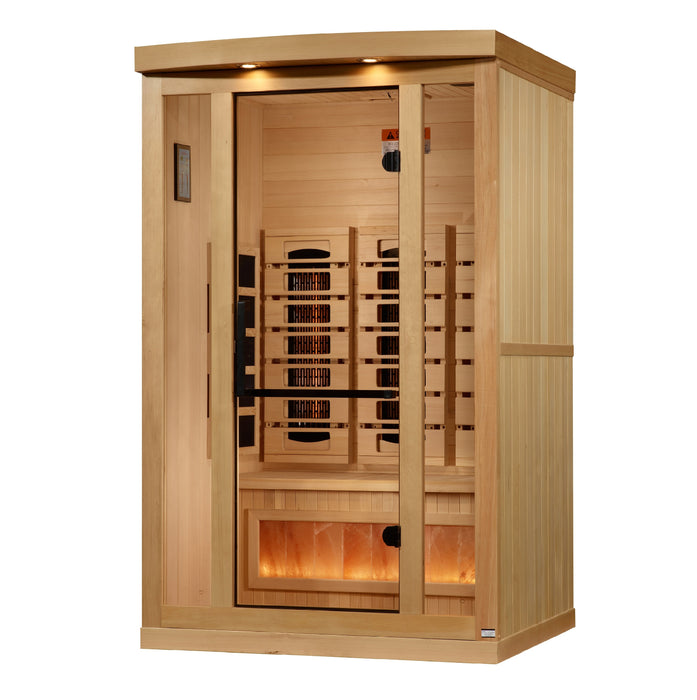 Golden Designs Infrared Indoor Sauna Near Zero EMF 2025 Reserve Edition GDI-8020-03 Full Spectrum with Himalayan Salt Bar