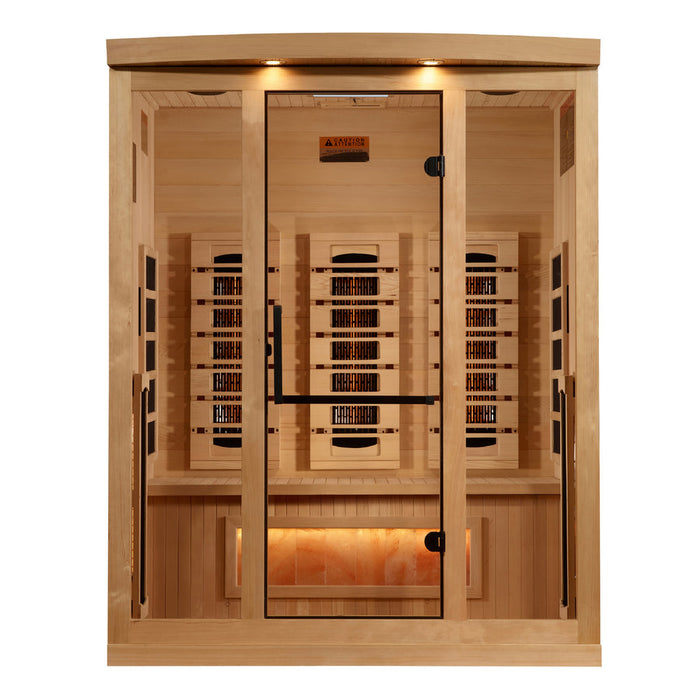 Golden Designs Infrared Indoor Sauna Near Zero EMF 2025 Reserve Edition GDI-8030-03 Full Spectrum with Himalayan Salt Bar