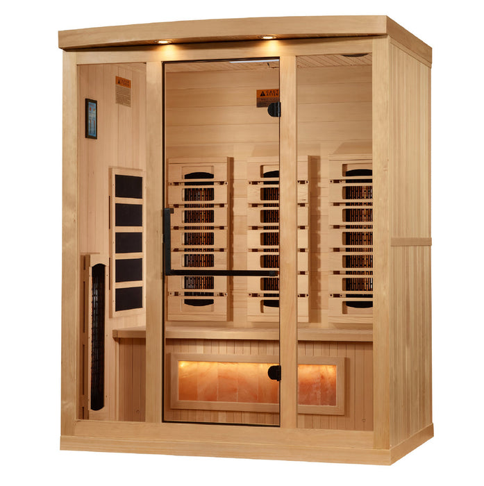 Golden Designs Infrared Indoor Sauna Near Zero EMF 2025 Reserve Edition GDI-8030-03 Full Spectrum with Himalayan Salt Bar