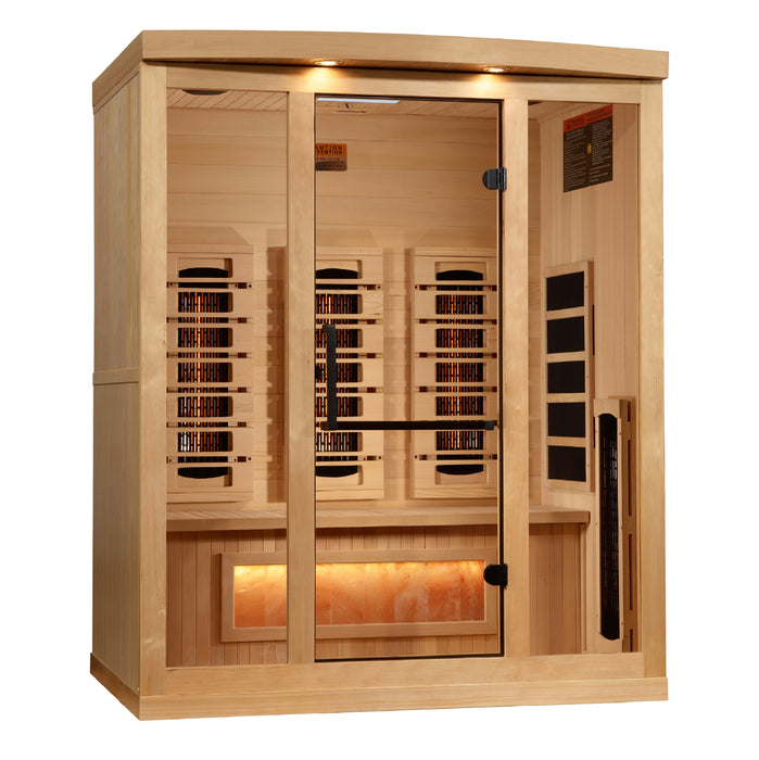 Golden Designs Infrared Indoor Sauna Near Zero EMF 2025 Reserve Edition GDI-8030-03 Full Spectrum with Himalayan Salt Bar