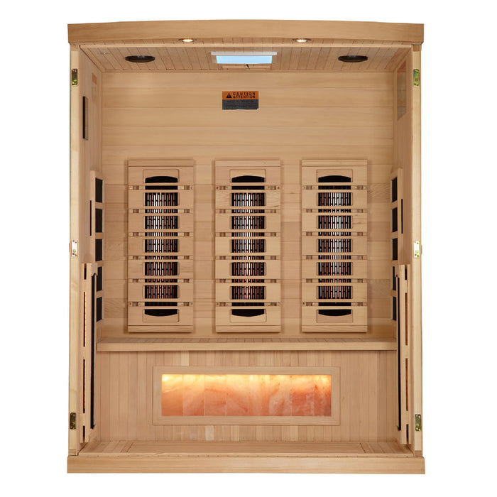 Golden Designs Infrared Indoor Sauna Near Zero EMF 2025 Reserve Edition GDI-8030-03 Full Spectrum with Himalayan Salt Bar