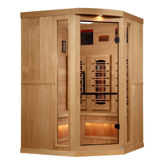 Golden Designs Infrared Indoor Sauna Near Zero EMF 2025 Reserve Edition GDI-8035-03 Full Spectrum with Himalayan Salt Bar