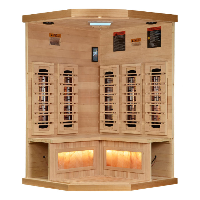 Golden Designs Infrared Indoor Sauna Near Zero EMF 2025 Reserve Edition GDI-8035-03 Full Spectrum with Himalayan Salt Bar