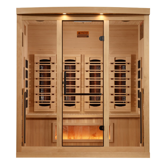 Golden Designs Infrared Indoor Sauna Near Zero EMF2025 Reserve Edition GDI-8040-03 Full Spectrum with Himalayan Salt Bar