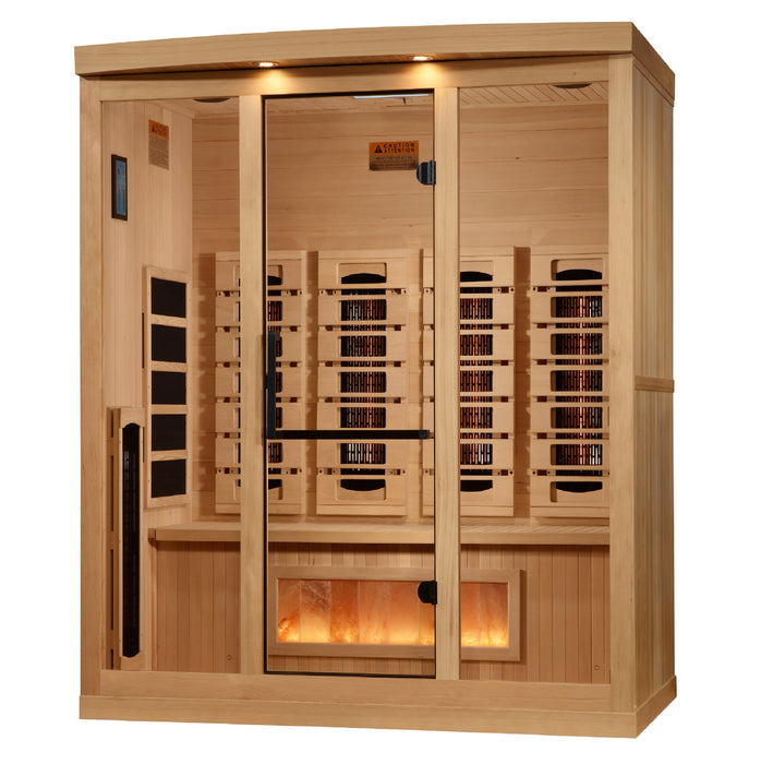 Golden Designs Infrared Indoor Sauna Near Zero EMF2025 Reserve Edition GDI-8040-03 Full Spectrum with Himalayan Salt Bar