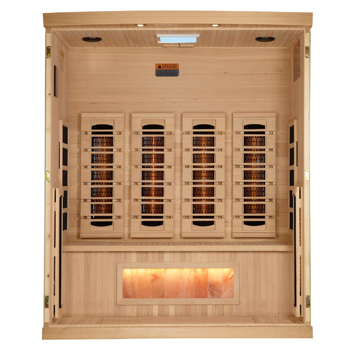 Golden Designs Infrared Indoor Sauna Near Zero EMF2025 Reserve Edition GDI-8040-03 Full Spectrum with Himalayan Salt Bar