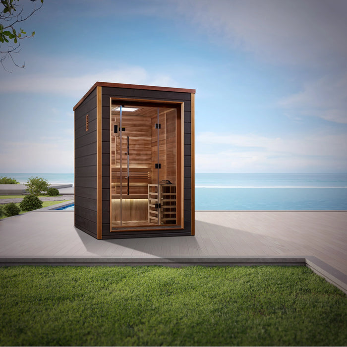 Golden Designs Narvik 2 Person Outdoor-Indoor Traditional Sauna (GDI-8202-01) - Canadian Red Cedar Interior