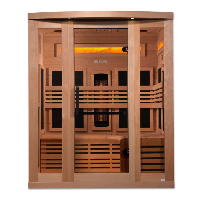 Golden Designs Infrared Indoor Sauna Near Zero EMF Reserve Edition GDI-8230-01 Full Spectrum with Himalayan Salt Bar