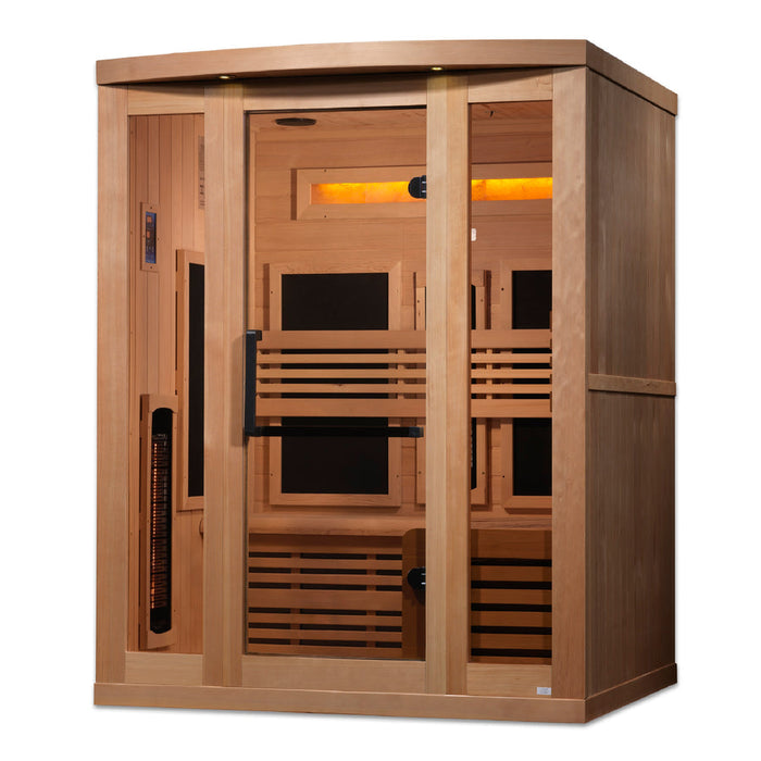 Golden Designs Infrared Indoor Sauna Near Zero EMF Reserve Edition GDI-8230-01 Full Spectrum with Himalayan Salt Bar