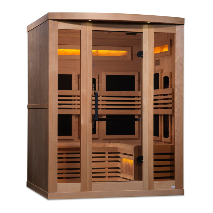 Golden Designs Infrared Indoor Sauna Near Zero EMF Reserve Edition GDI-8230-01 Full Spectrum with Himalayan Salt Bar