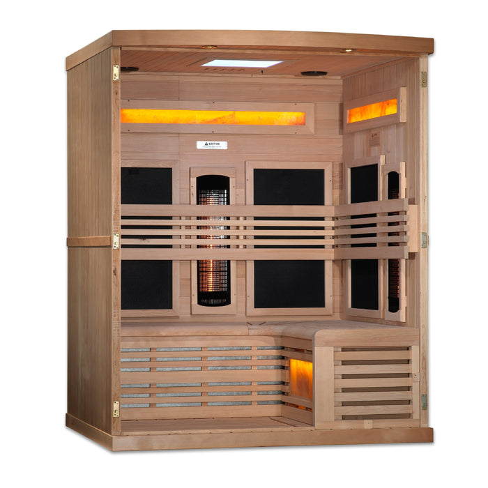 Golden Designs Infrared Indoor Sauna Near Zero EMF Reserve Edition GDI-8230-01 Full Spectrum with Himalayan Salt Bar