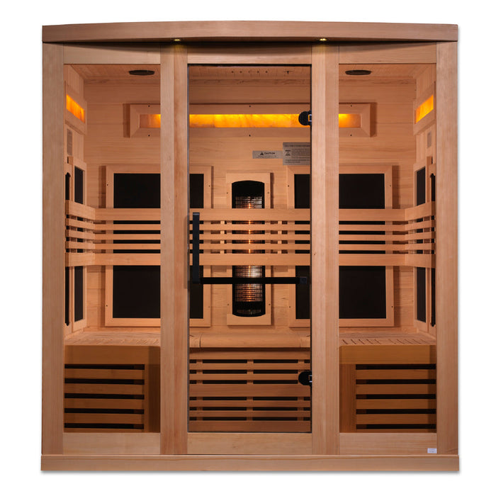 Golden Designs Infrared Indoor Sauna Near Zero EMF Reserve Edition GDI-8260-01 Full Spectrum with Himalayan Salt Bar