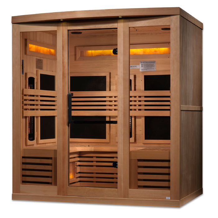 Golden Designs Infrared Indoor Sauna Near Zero EMF Reserve Edition GDI-8260-01 Full Spectrum with Himalayan Salt Bar