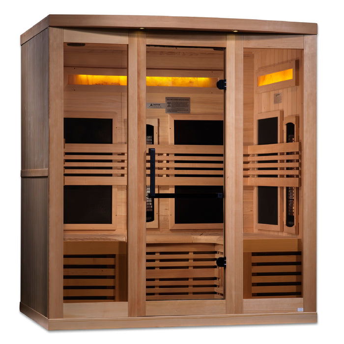 Golden Designs Infrared Indoor Sauna Near Zero EMF Reserve Edition GDI-8260-01 Full Spectrum with Himalayan Salt Bar