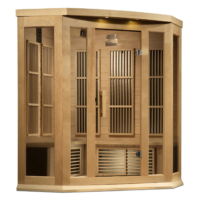 Maxxus Saunas 3 Person Corner Near Zero EMF FAR Infrared Sauna - Canadian Hemlock