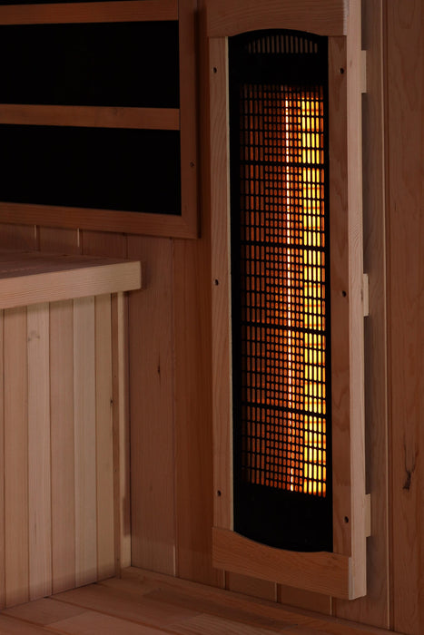 Golden Designs Infrared Indoor Sauna Near Zero EMF 2025 Reserve Edition GDI-8020-03 Full Spectrum with Himalayan Salt Bar