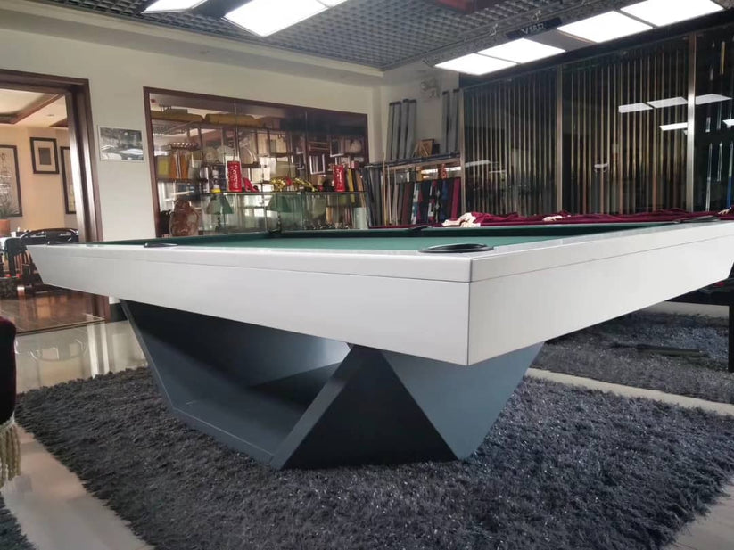 White Billiards Olics Modern Slate 9ft White and Gray Pool Table