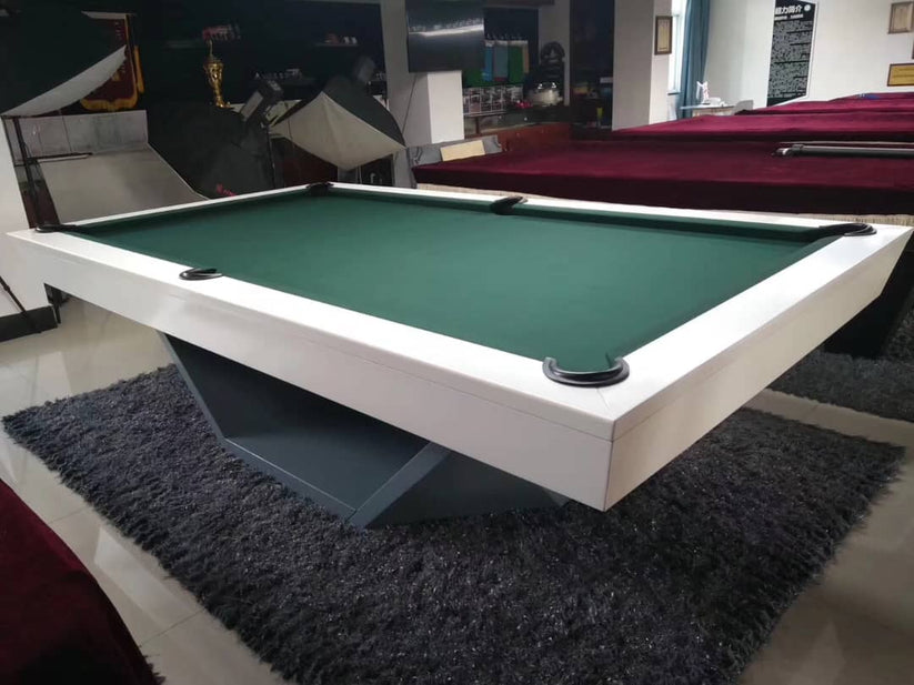 White Billiards Olics Modern Slate 9ft White and Gray Pool Table